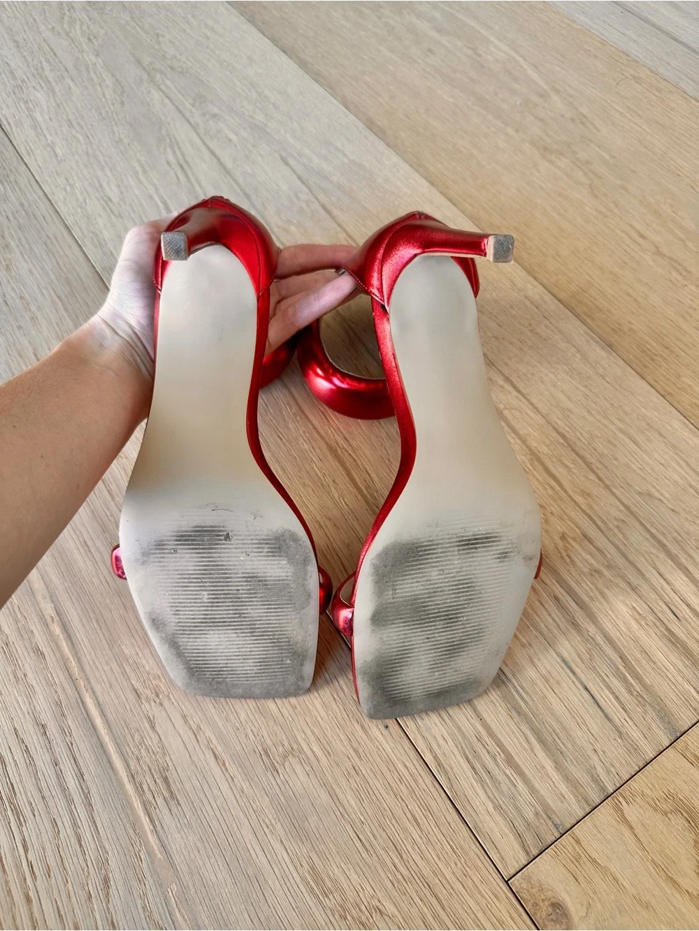 Steve Madden Partay Bijoux Inspired Heels Metallic Red